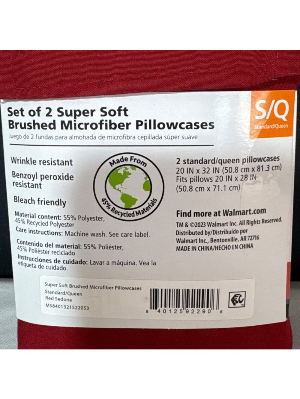 Mainstays Set Of 2 Super Soft Brushed Microfiber Pillowcases Standard/Queen - Picture 7 of 7